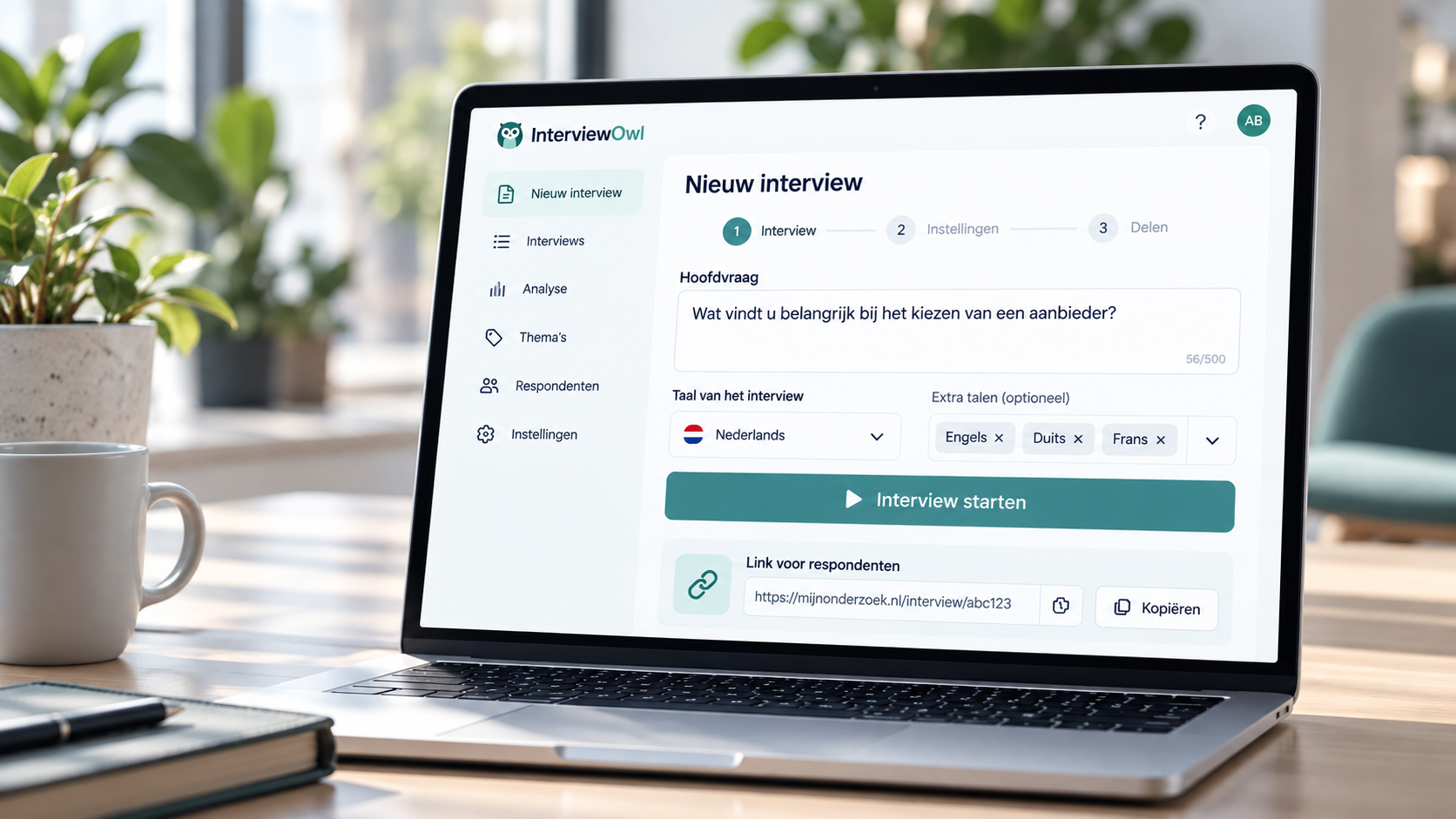 Het platform om een interview op te zetten