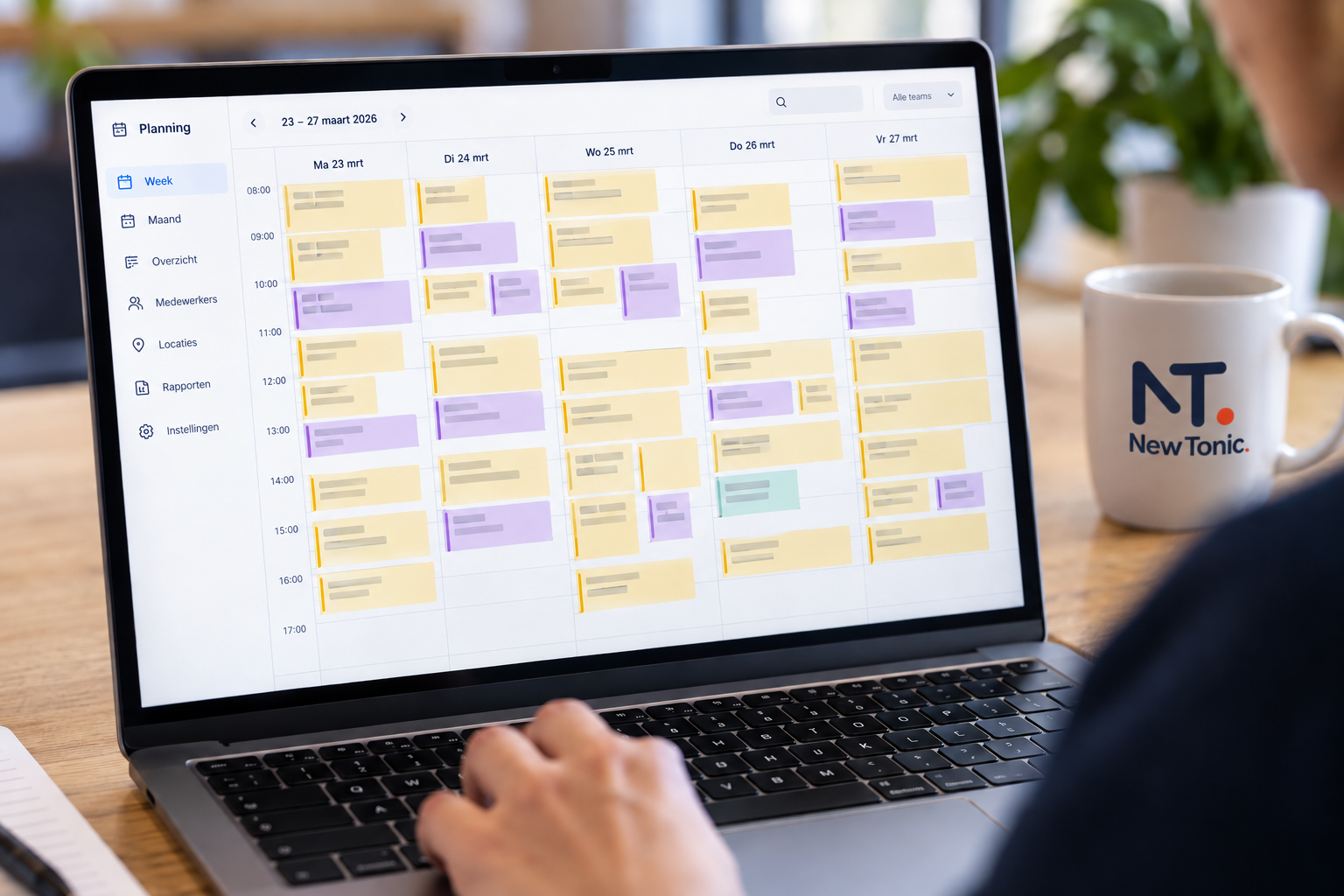 Planningsoverzicht van de AI Planningsassistent op een laptop