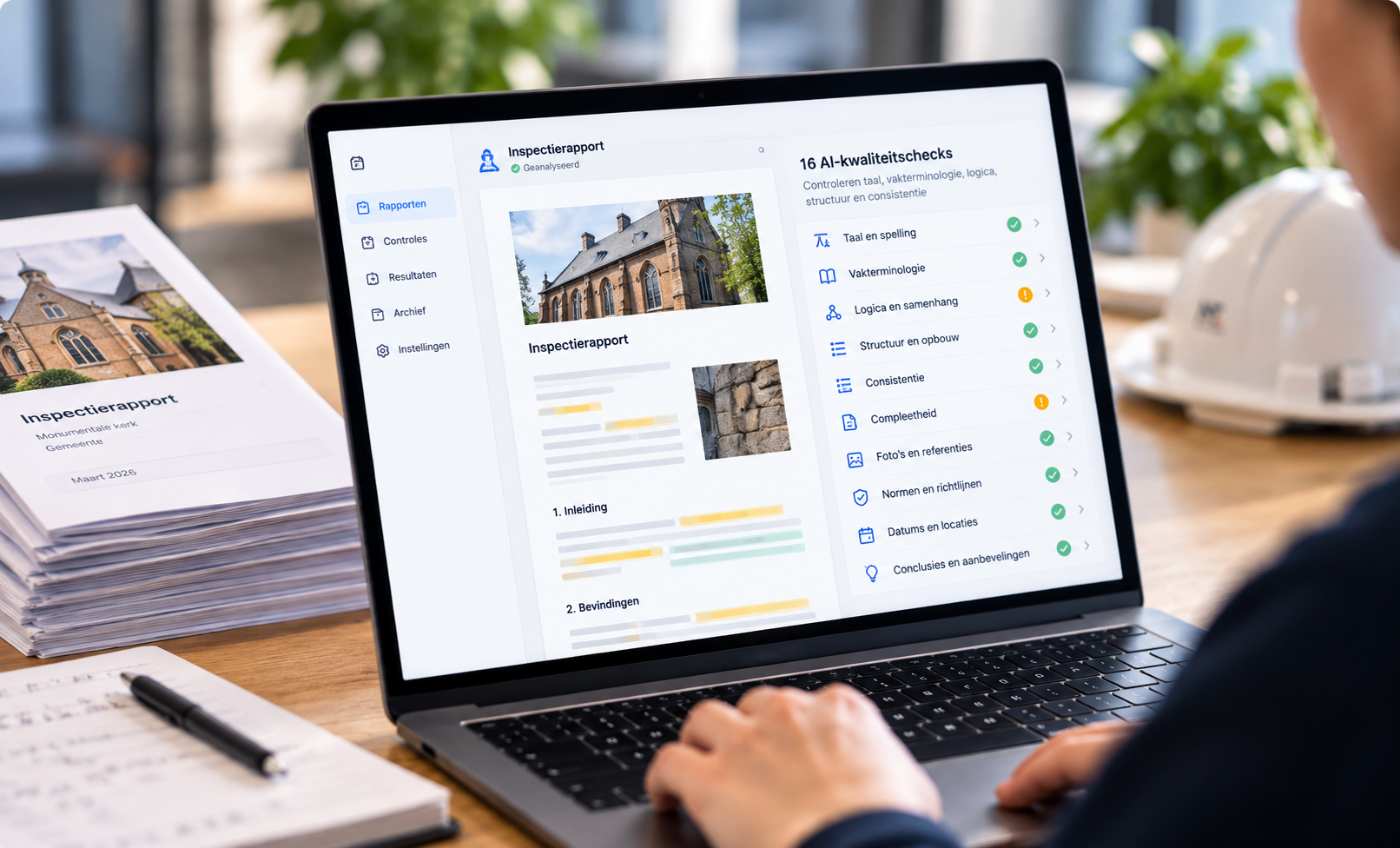 AI-kwaliteitscontrole van een inspectierapport